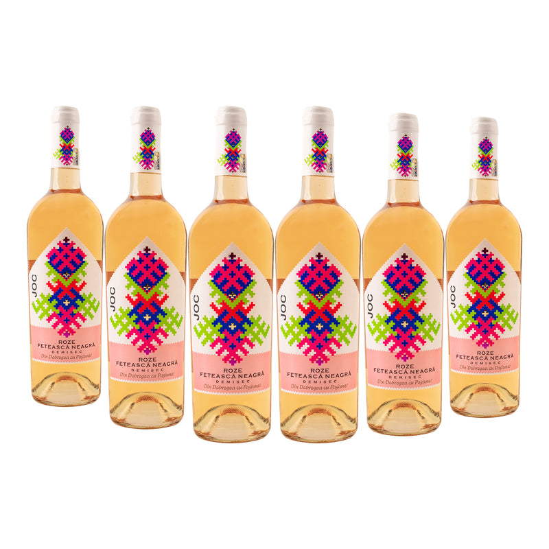 Joc, Fetească Neagră, bax 6 sticle-0.75l, demisec, roze